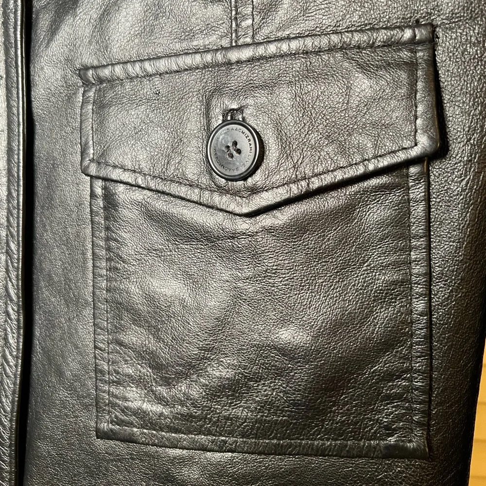 Isaac Mizrahi Live! Black Leather Coat Jacket, size medium Retro Indie Grunge - Picture 10 of 13